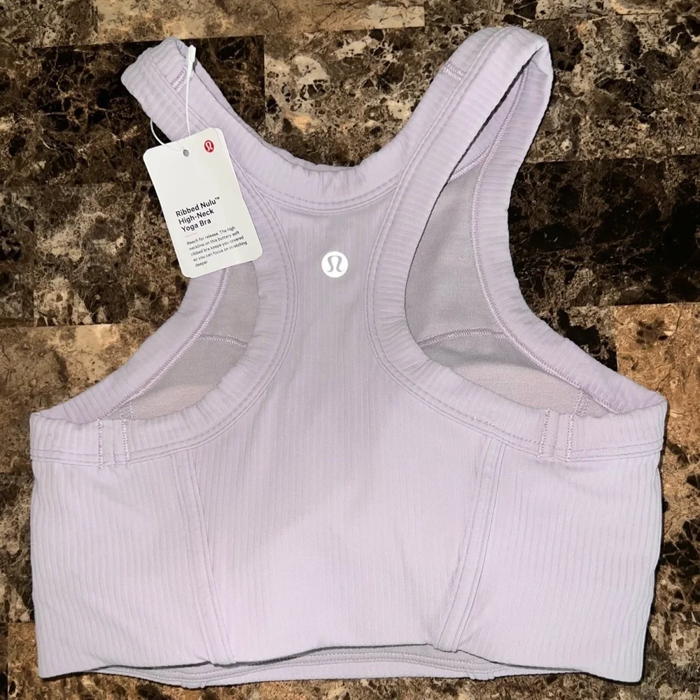 LULULEMON ribbed NULU high neck yoga bra lavender color size 4 NWT